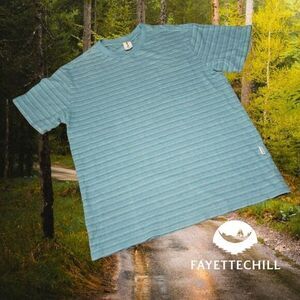 Fayettechill Men's Hemp Blend Short Sleeve Striped‎ Pocket T-Shirt Aqua S